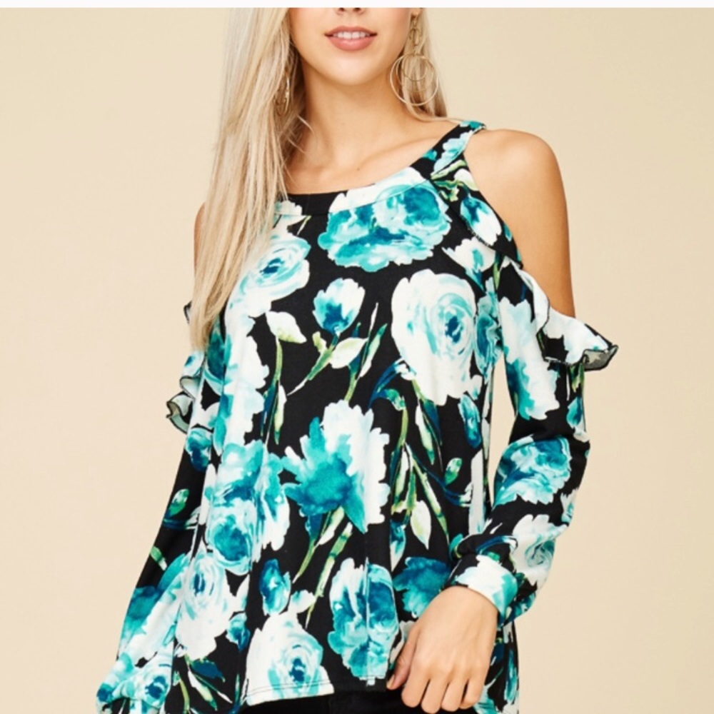 Papermoon Janice cold shoulder floral print top - Picture 3 of 4